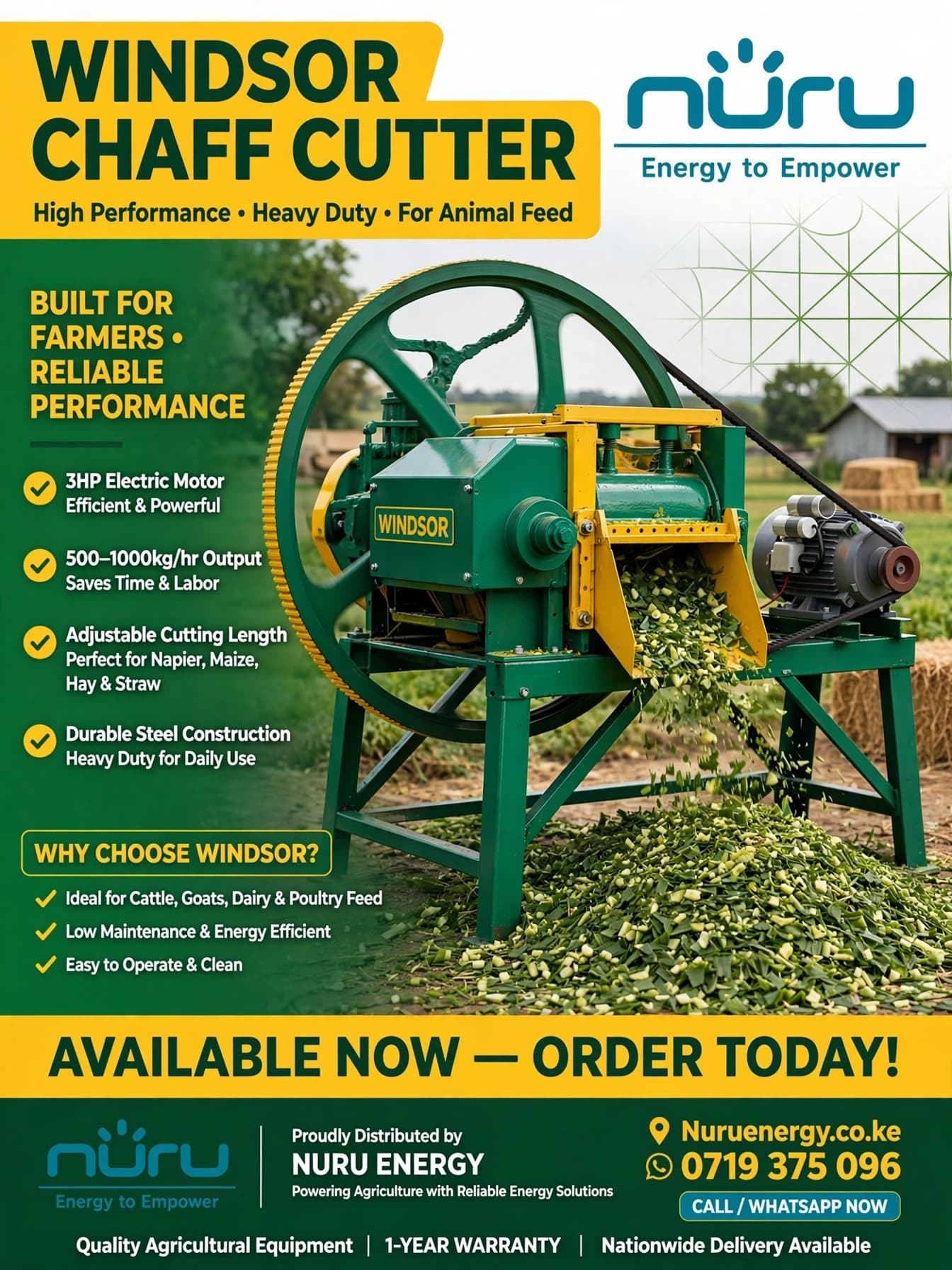 Windsor Electric Motor Chaff Cutter Machine
