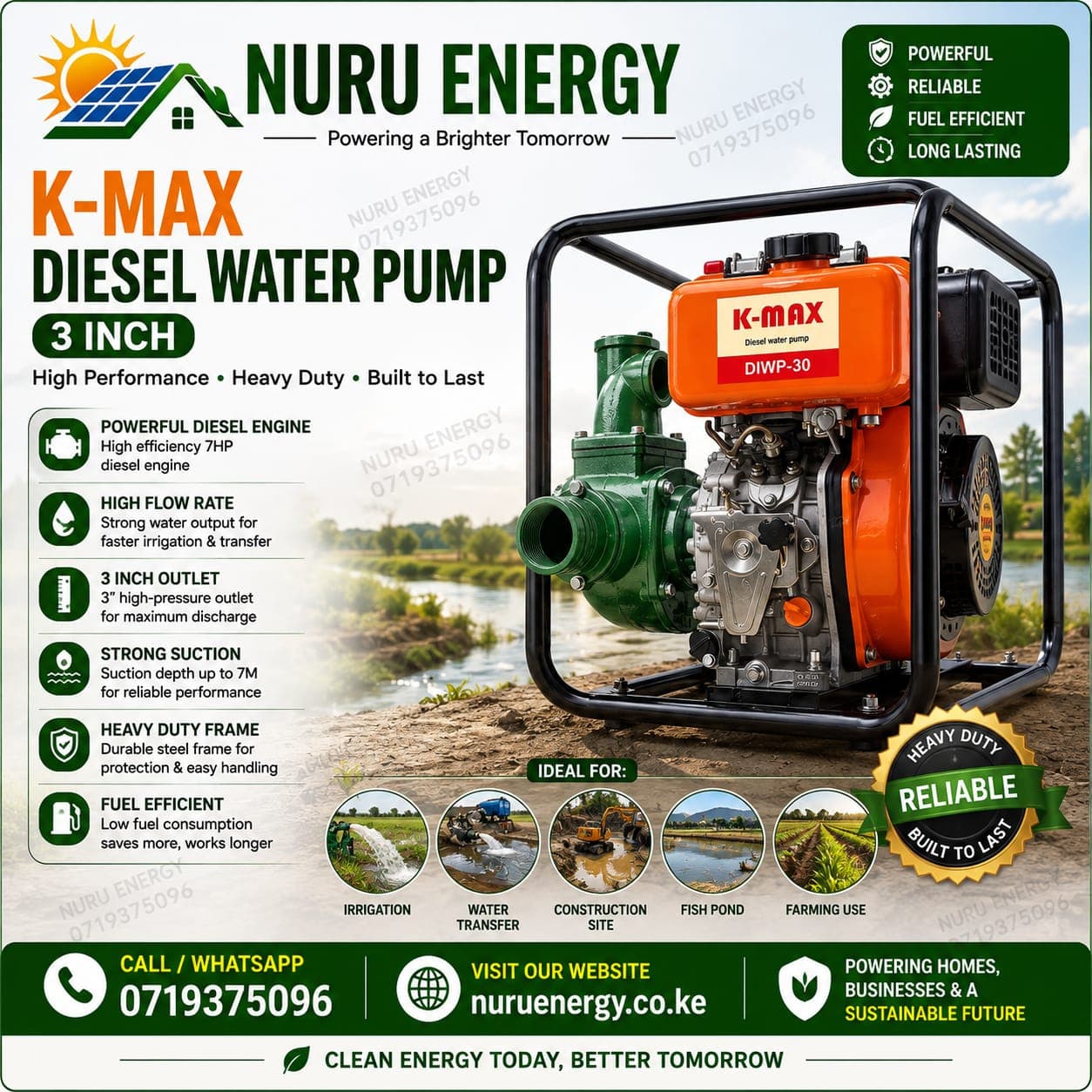 Kmax 3-Inch Heavy Duty Diesel Water Pump