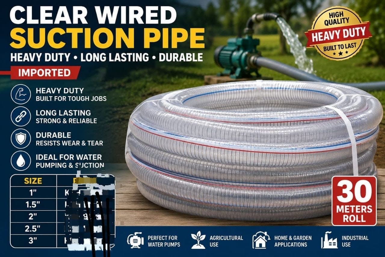 Clear Wired Heavy Duty Suction Pipe 3-Inch x 30m