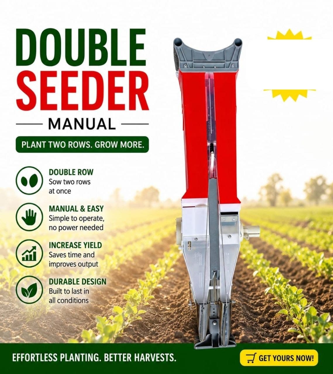 Premier Hand Push Double Row Seed Planter