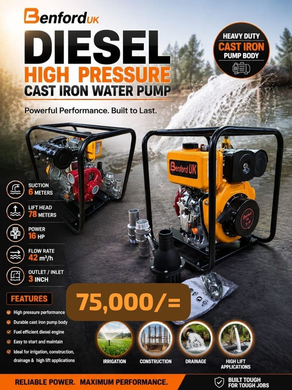 Benford 3-Inch Heavy Duty Diesel Water Pump