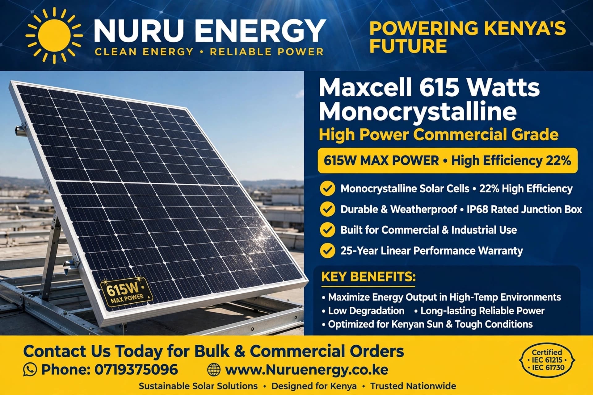 Maxcell 615W Commercial Monocrystalline Solar Panel