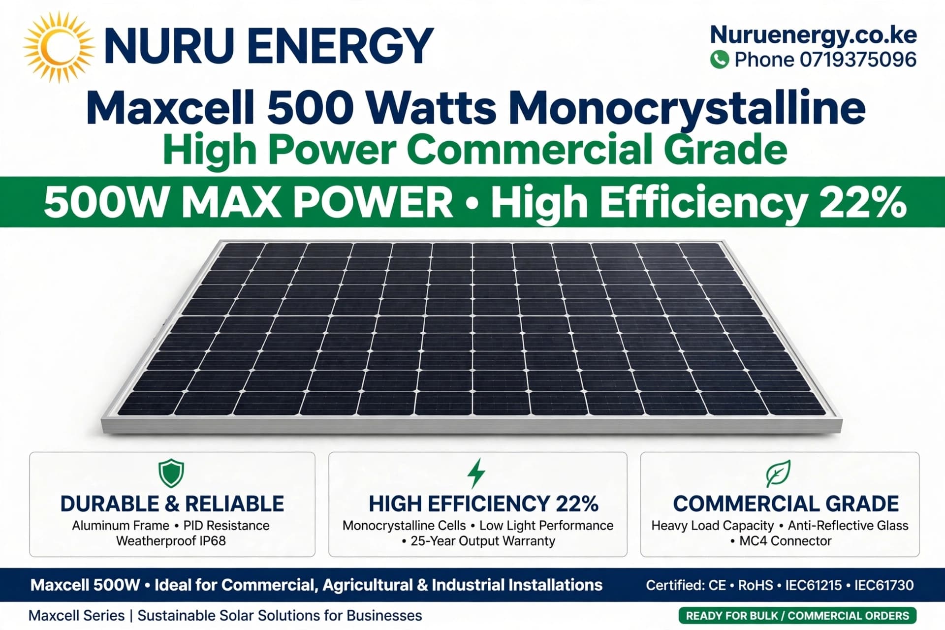 Maxcell 500W Monocrystalline Solar Panel