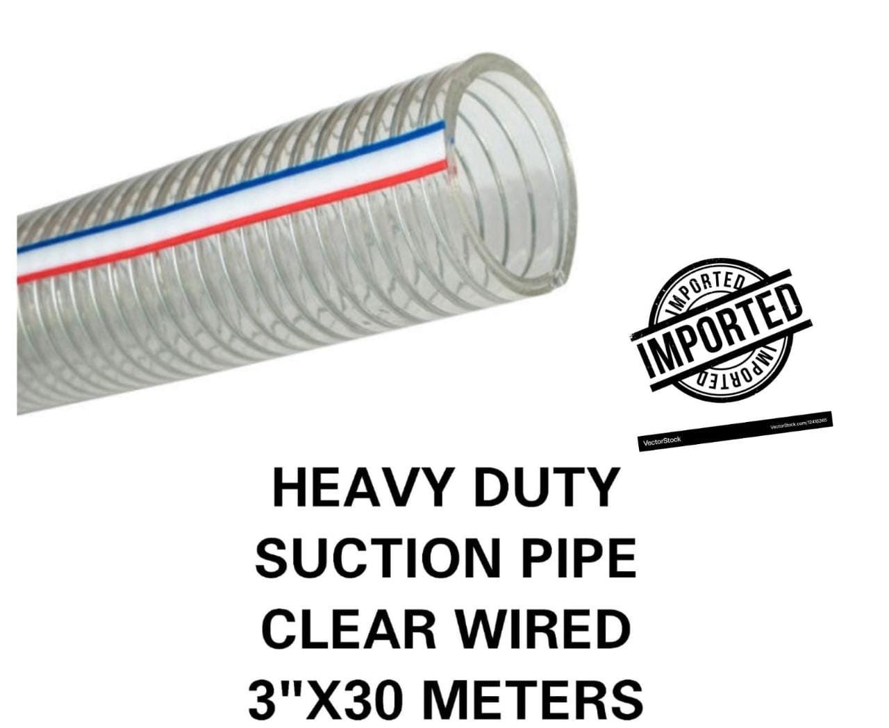 Clear Wired Heavy Duty Suction Pipe 3-Inch x 30m