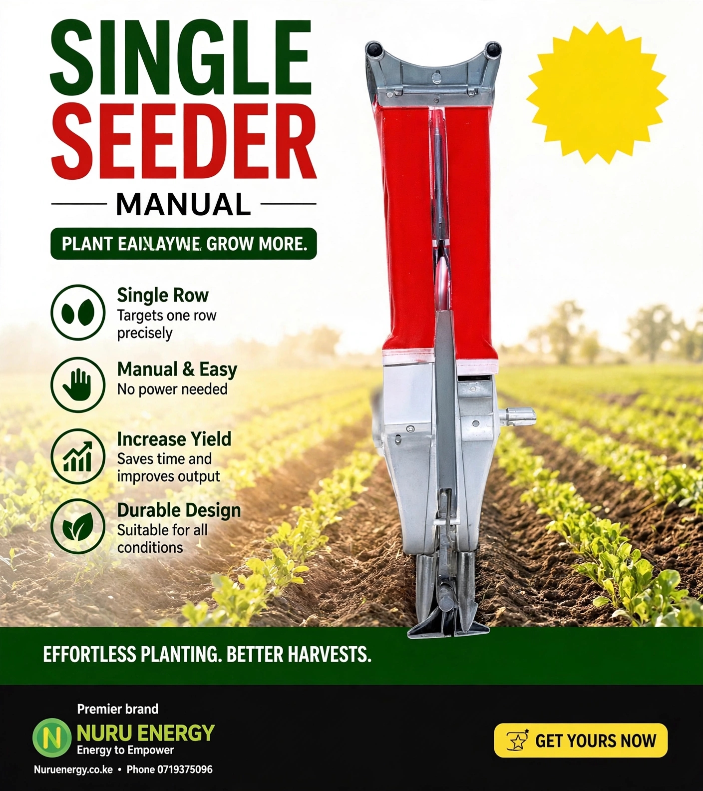 Premier Hand Push Automatic Single Row Seed Planter