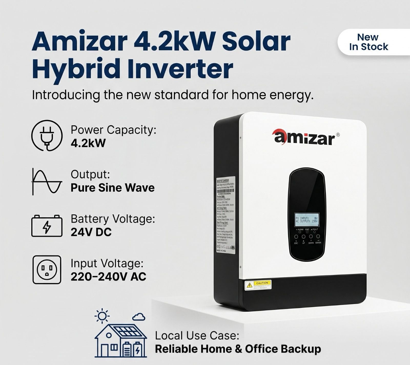 Amizar 3kW 24V Pure Sine Wave Hybrid Inverter