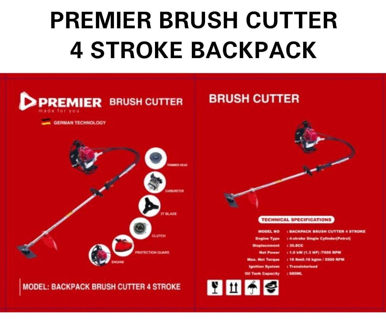 Premier 4-Stroke Back Pack 2-in-1 Brush Cutter