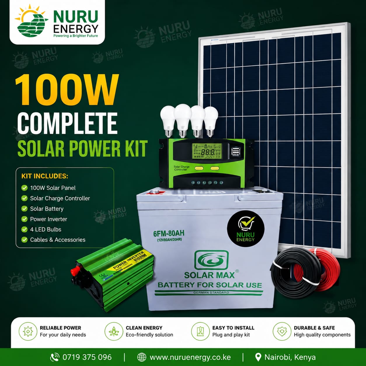 Solarmax 100W Complete Solar Lighting & TV Kit