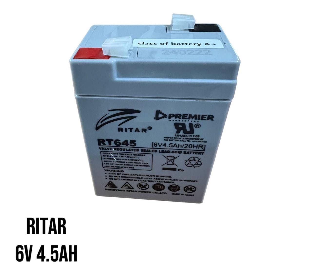 Ritar 4.5Ah 6V Lead Acid Battery