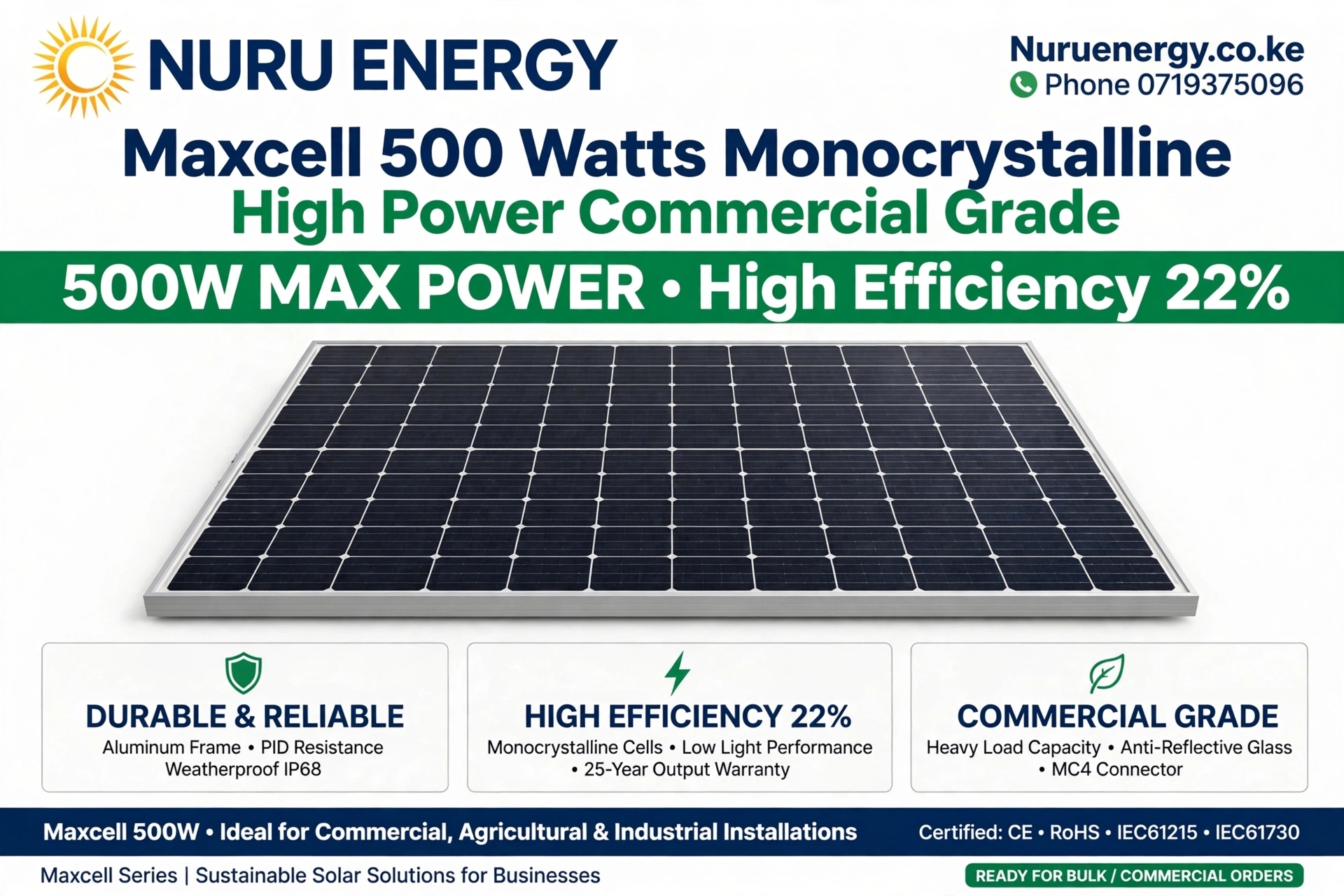 Maxcell 500W Monocrystalline Solar Panel