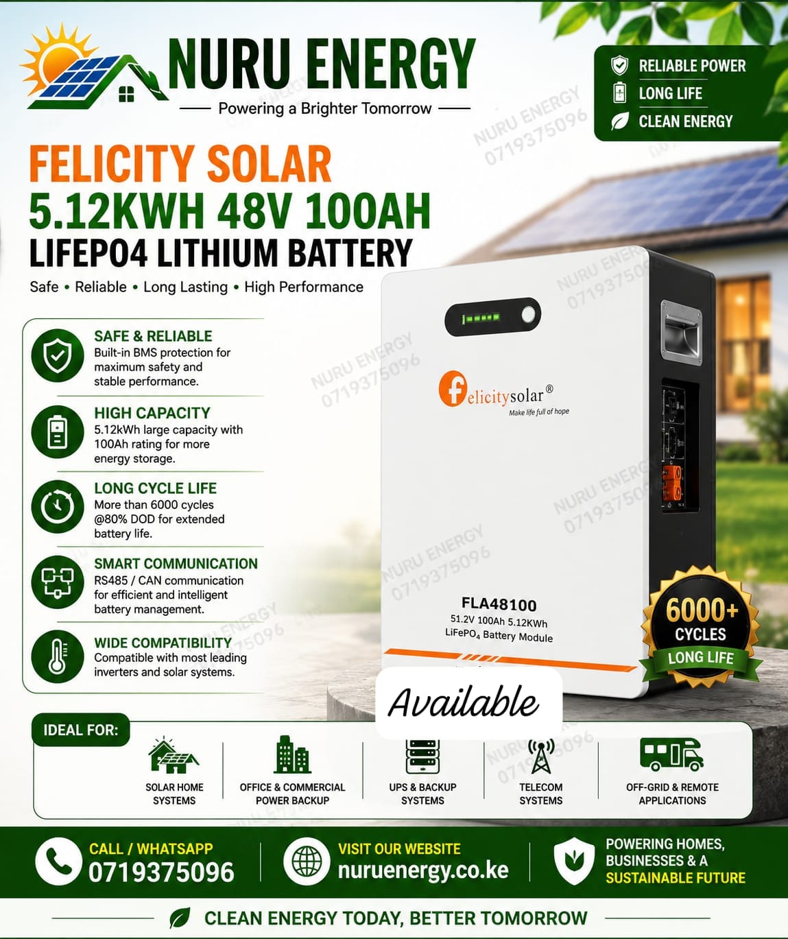 Felicity Solar 5.12kWh 48V 100Ah LiFePO4 Lithium Battery