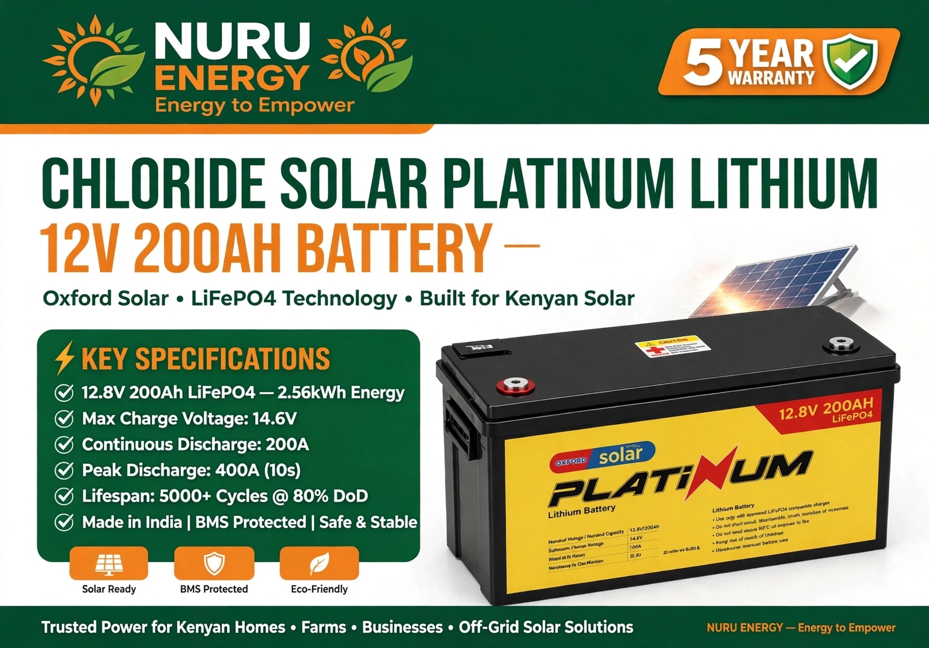 Chloride Exide 200Ah 12V Solar Deep Cycle Battery